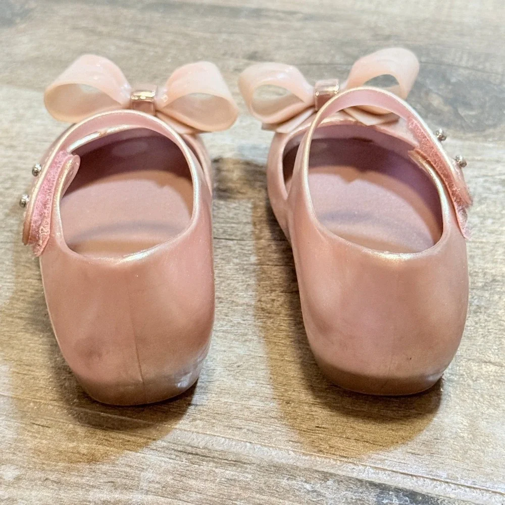 Mini Melissa Rose Gold Iridescent Ultragirl Bow Jelly Mary Jane Shoes Toddler 9